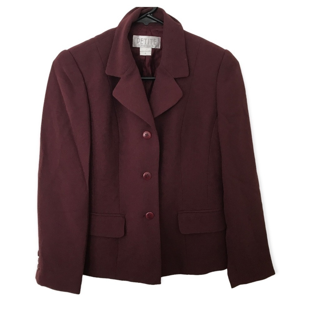 3/$15 vintage petite sophisticate burgundy long sleeve blazer